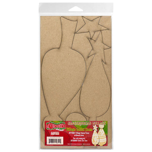 Dylusions Stampers Anonymous Village Cutout Trees Surfaces Dylusions 