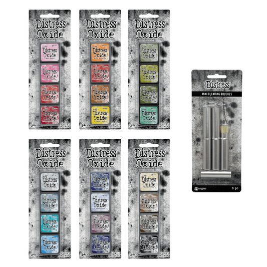 Tim Holtz Distress® Mini Oxide® Ink Pads & Blending Brush Bundle Ink Pad Distress 