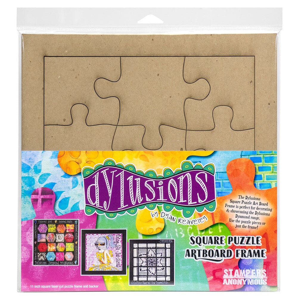 Dylusions Stampers Anonymous Chipboard Square Puzzle Frame Stamps Dylusions 