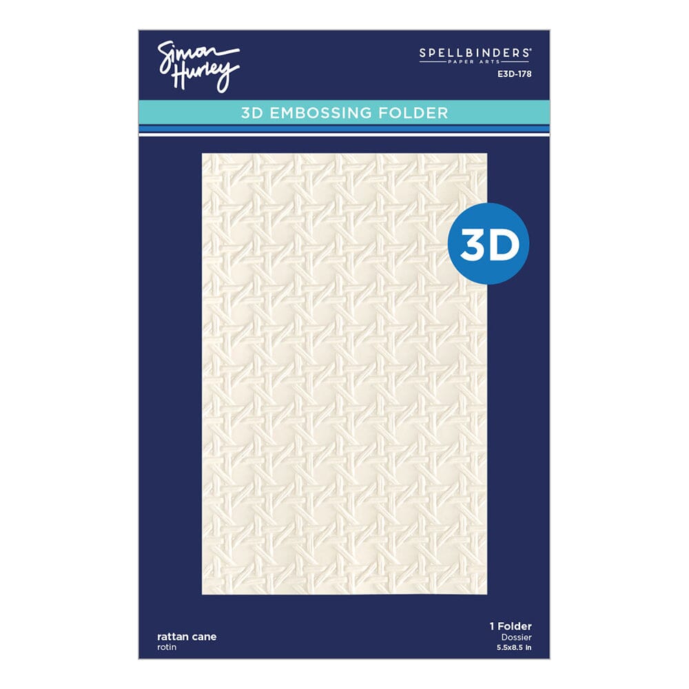 Simon Hurley create. Spellbinders Rattan Cane 3D Embossing Folder