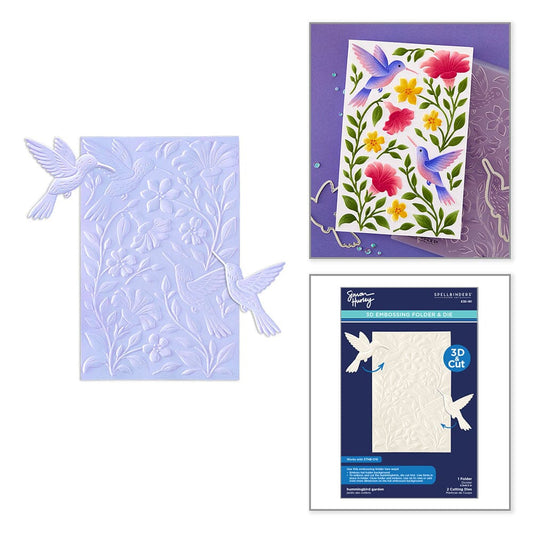 Simon Hurley create. Spellbinders Hummingbird Garden 3D Embossing Folder & Die Set Cutting Dies Simon Hurley 
