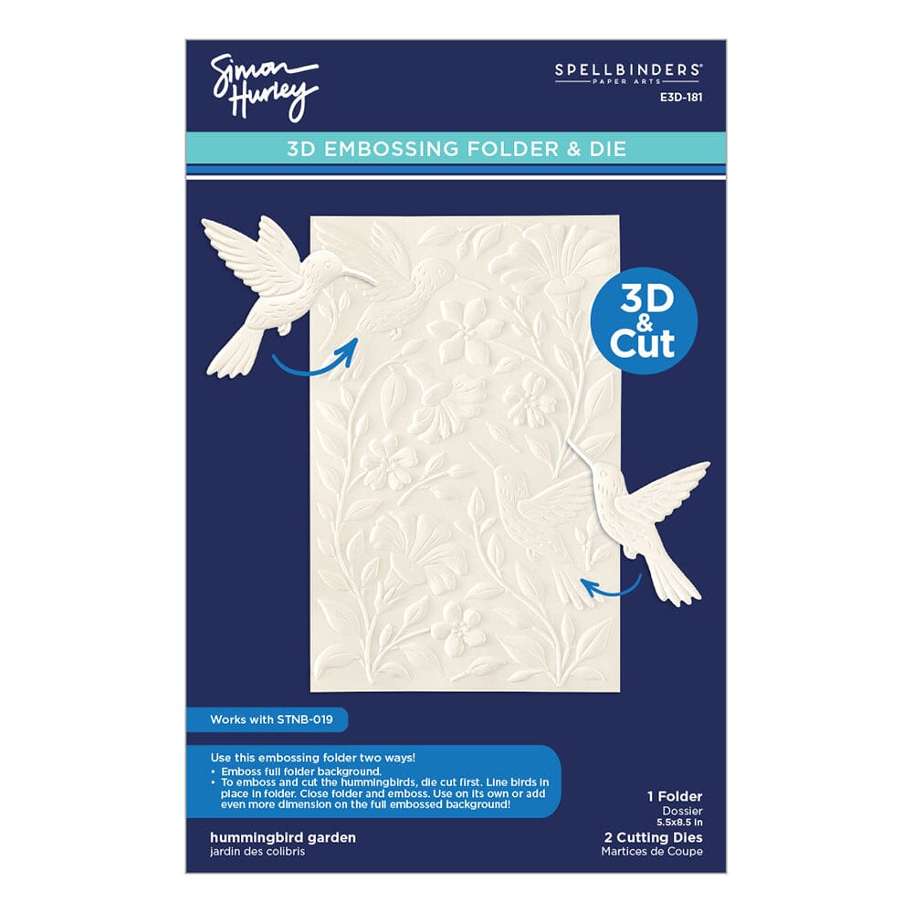 Simon Hurley create. Spellbinders Hummingbird Garden 3D Embossing Folder & Die Set