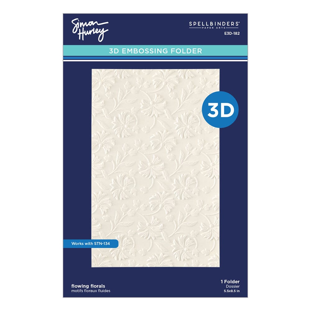 Simon Hurley create. Spellbinders Flowing Florals 3D Embossing Folder