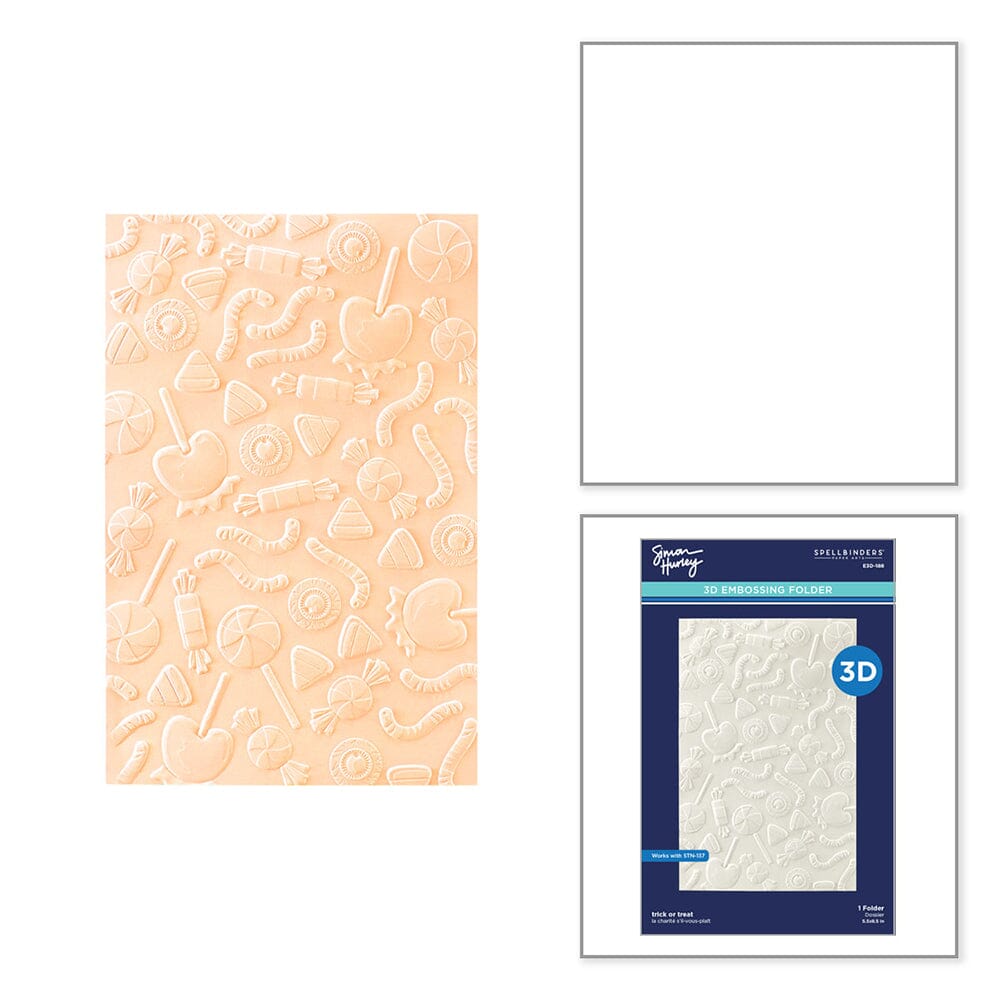 Simon Hurley create. Spellbinders Trick or Treat 3D Embossing Folder Cutting Dies Simon Hurley 