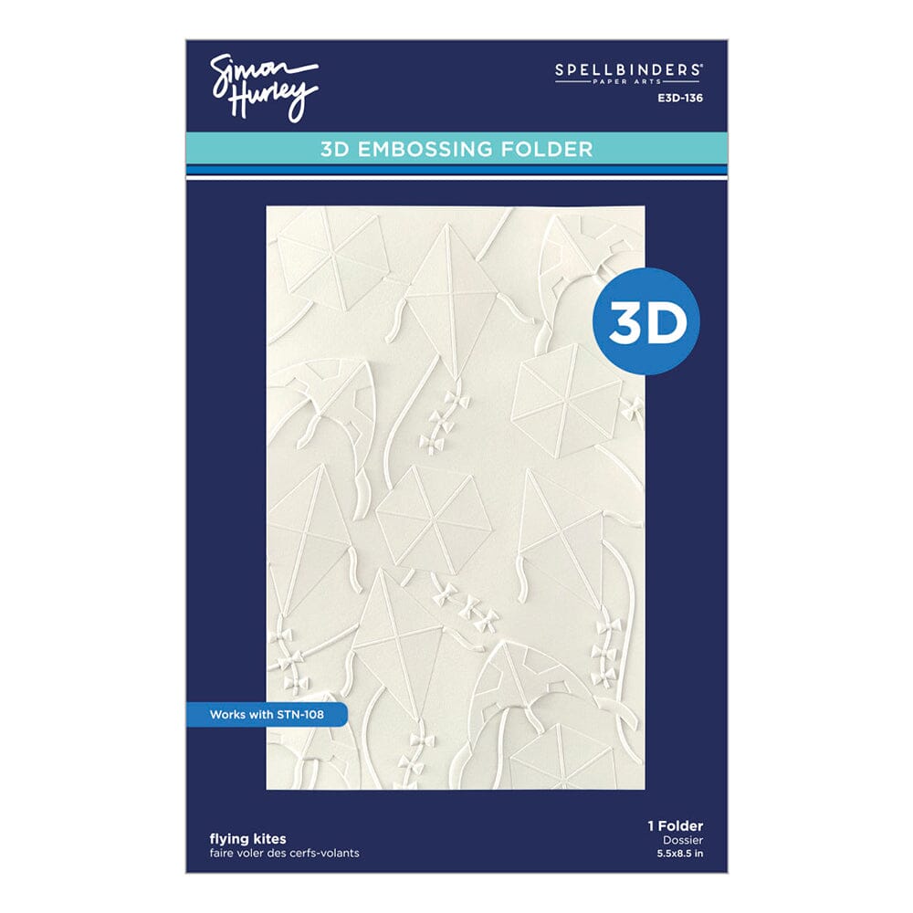 Simon Hurley Spellbinders Flying Kites 3D Embossing Folder Cutting Dies Simon Hurley 