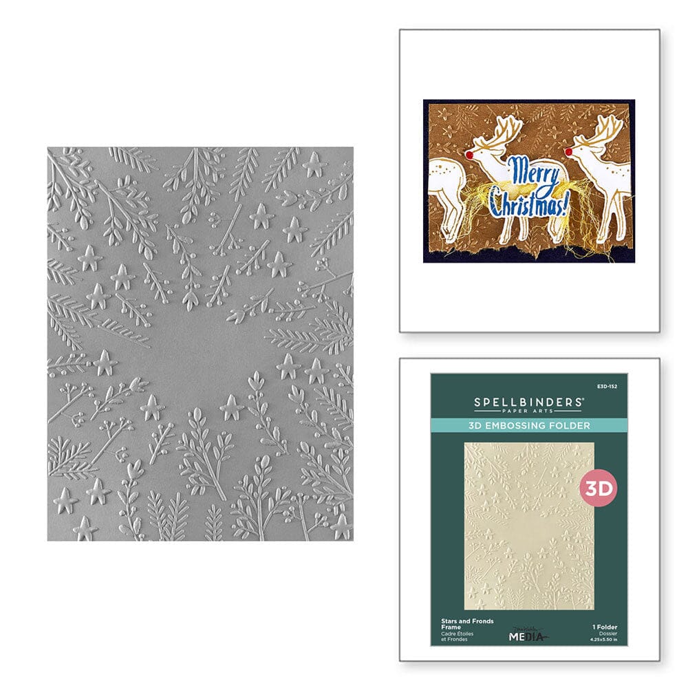 Dina Wakley MEdia Spellbinders Stars and Fronds 3D Embossing Folder Dies Dina Wakley Media 