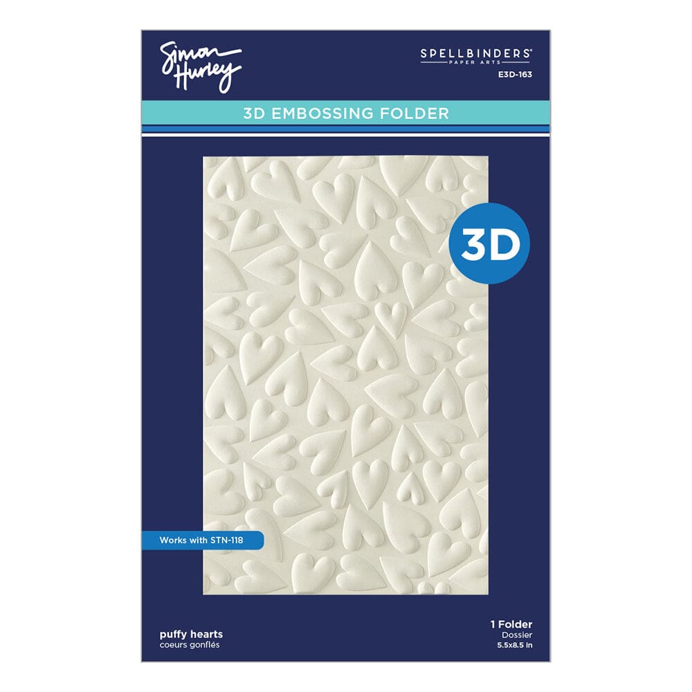 Simon Hurley Spellbinders Puffy Hearts 3D Embossing Folder Cutting Dies Simon Hurley 