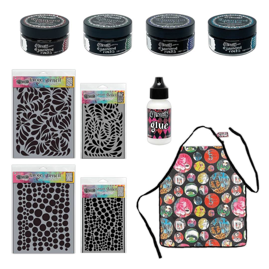 Dylusions Dyamond Rocks, Stencils, Glue & Apron Bundle Bundles Dylusions 