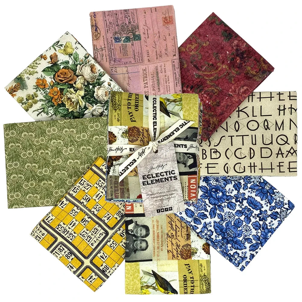 Tim Holtz Eclectic Elements Fat Quarters Bundle Fabric, Collage Fabric Tim Holtz Other 