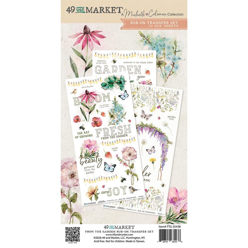 49 and Market From the Garden - 6X12 Blendable Rub-on Transfer Set Surfaces 49 and Market 