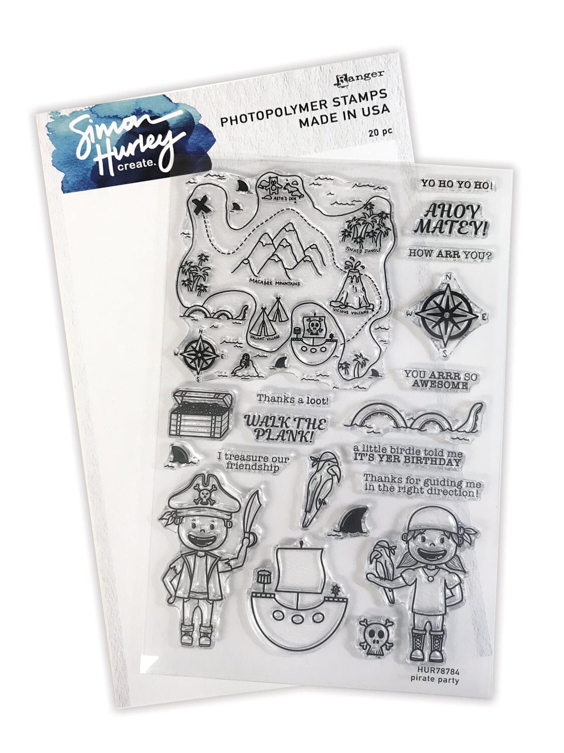 Simon Hurley create. Photopolymer Stamp Pirate Party Stamps Simon Hurley 
