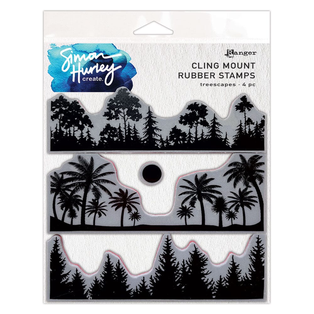 tree rubber stamp Simon Hurley create. Cling Stamps 6"X6"- Treescapes