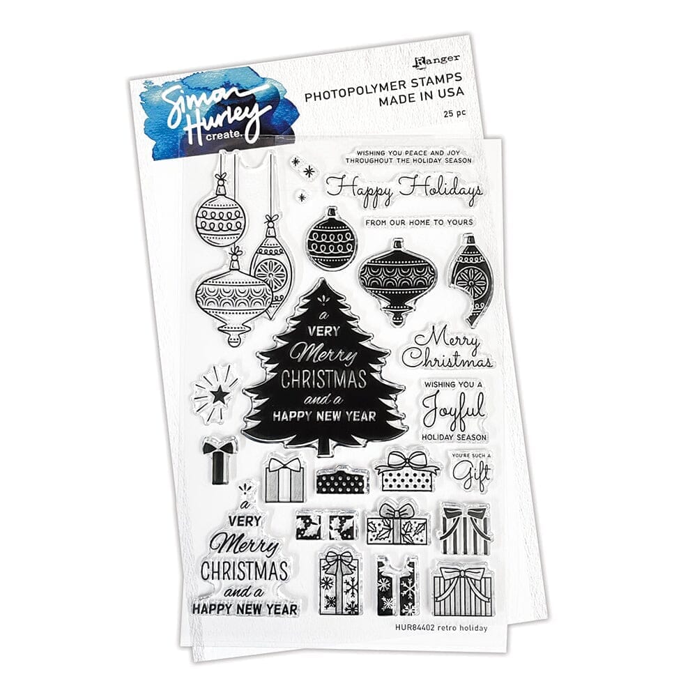 Simon Hurley create. Photopolymer Stamp Retro Holiday Stamps Simon Hurley 