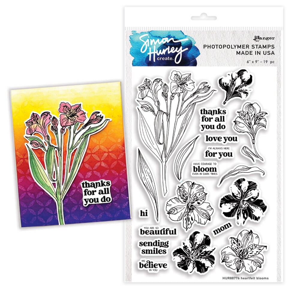 Simon Hurley create. Photopolymer Heartfelt Blooms Stamp Stamps Simon Hurley 