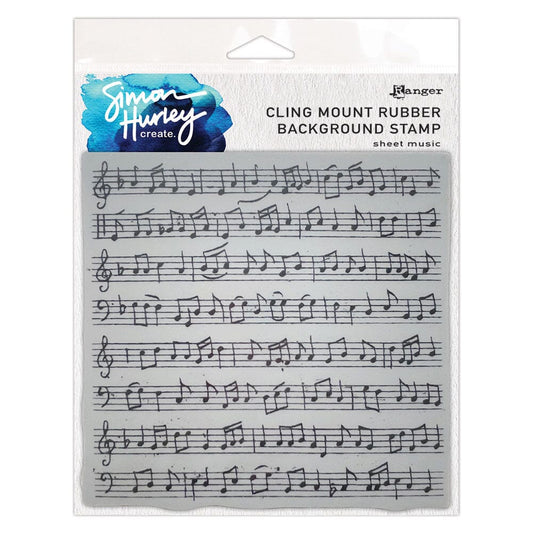 Simon Hurley create. Cling Rubber Background Stamp Sheet Music Stamps Simon Hurley 
