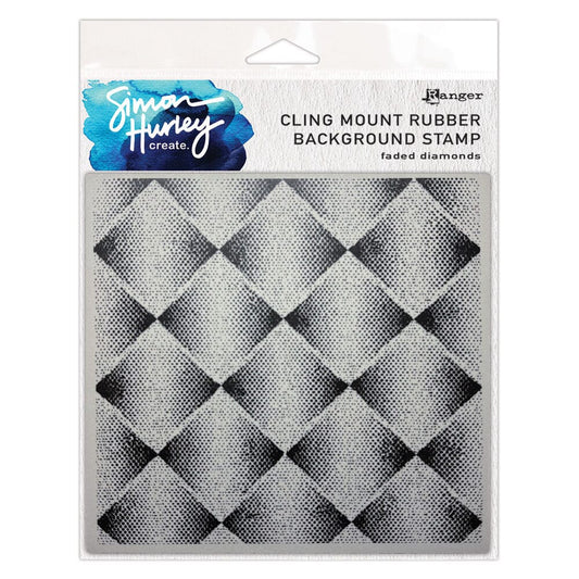 Simon Hurley create. Cling Mount Rubber Background Stamp - Faded Diamonds Stamps Simon Hurley 