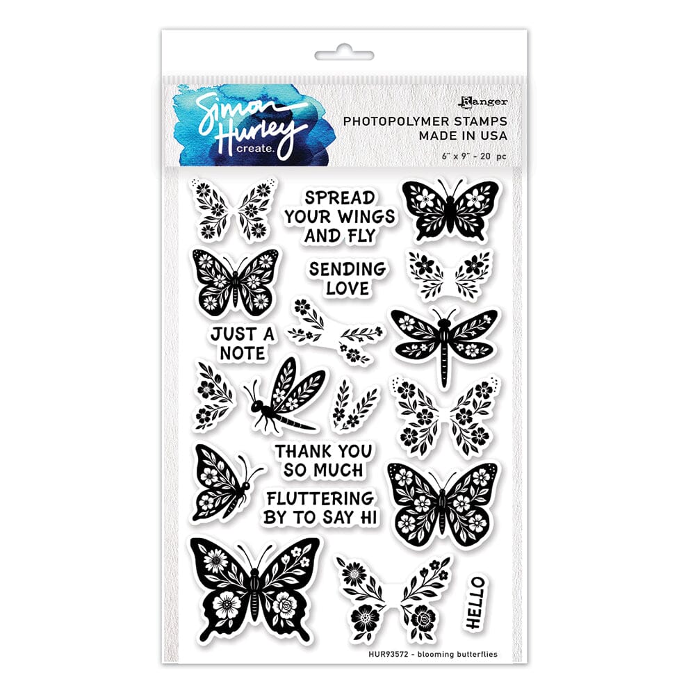 Simon Hurley create. Photopolymer Stamp Blooming Butterflies Stamps Simon Hurley 