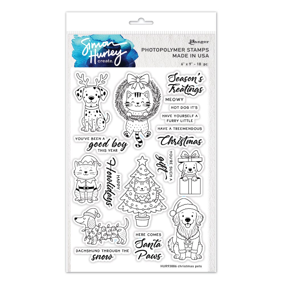 Simon Hurley create. Photopolymer Stamp - Christmas Pets Stamps Simon Hurley 