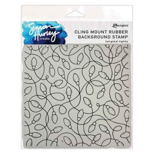 Simon Hurley create. Cling Mount Rubber Background Stamp - Tangled Lights Stamps Simon Hurley 