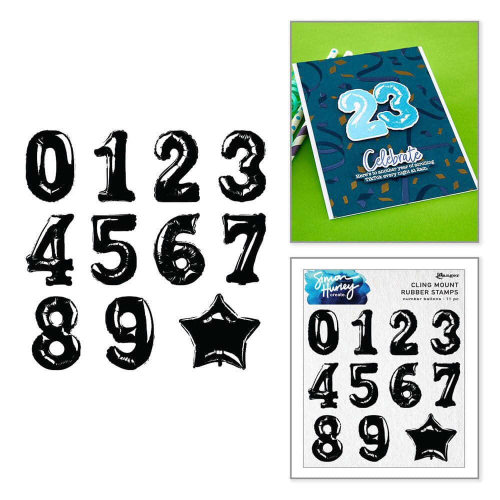 Simon Hurley create. Spellbinders Number Balloons Etched Dies Cutting Dies Simon Hurley 