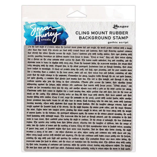 Simon Hurley create. Cling Mount Rubber Background Stamp - Gothic Script Stamps Simon Hurley 