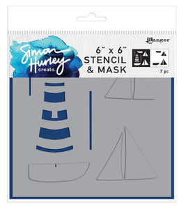 Simon Hurley create. Layering Stencil 6x6 Smooth Sailing Stencil Simon Hurley 