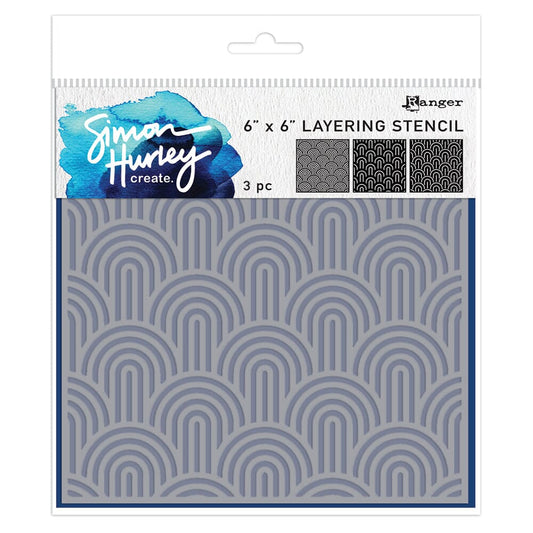 Simon Hurley create. Layering Stencil Happy Arches, 3pcs Stencil Simon Hurley 