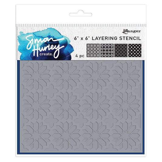 Simon Hurley create. Layering Stencil Star Tile, 4pcs Stencil Simon Hurley 