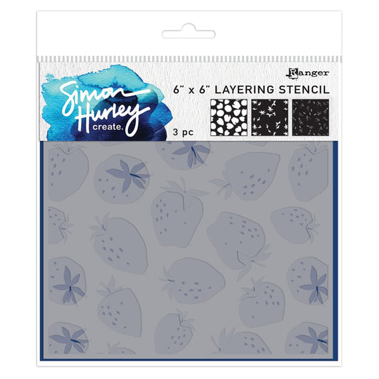 Simon Hurley create. Layering Stencil Very Berry, 3pcs Stencil Simon Hurley 