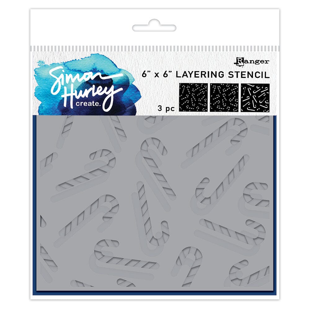 Simon Hurley create. Layering Stencil Candy Canes, 3pcs Stencil Simon Hurley 
