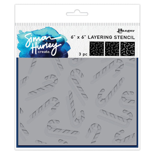Simon Hurley create. Layering Stencil Candy Canes, 3pcs Stencil Simon Hurley 