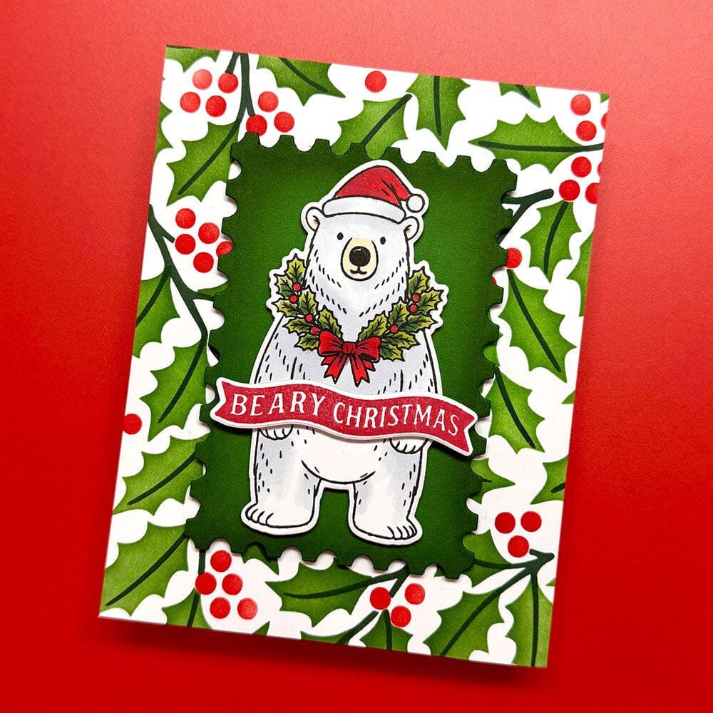 Simon Hurley create. Layering Stencil Festive Holly, 3pcs Stencil Simon Hurley 
