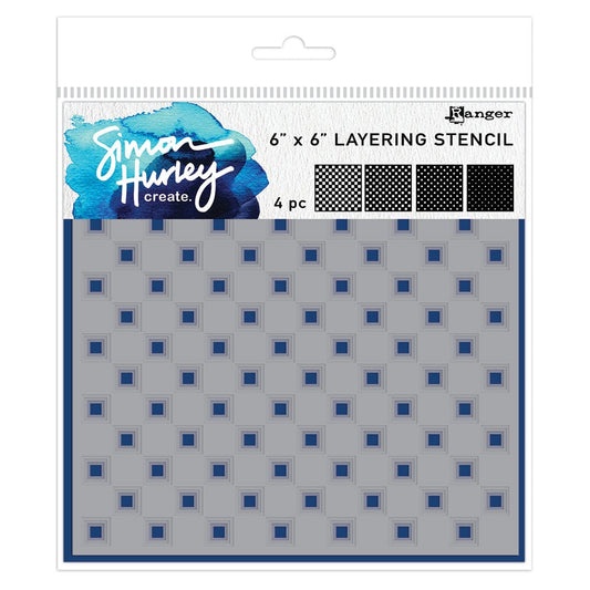 Simon Hurley create. Layering Stencil Checkered, 4pcs Stencil Simon Hurley 