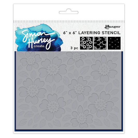 Simon Hurley create. Layering Stencil Whimsy Flowers 3pcs Stencil Simon Hurley 