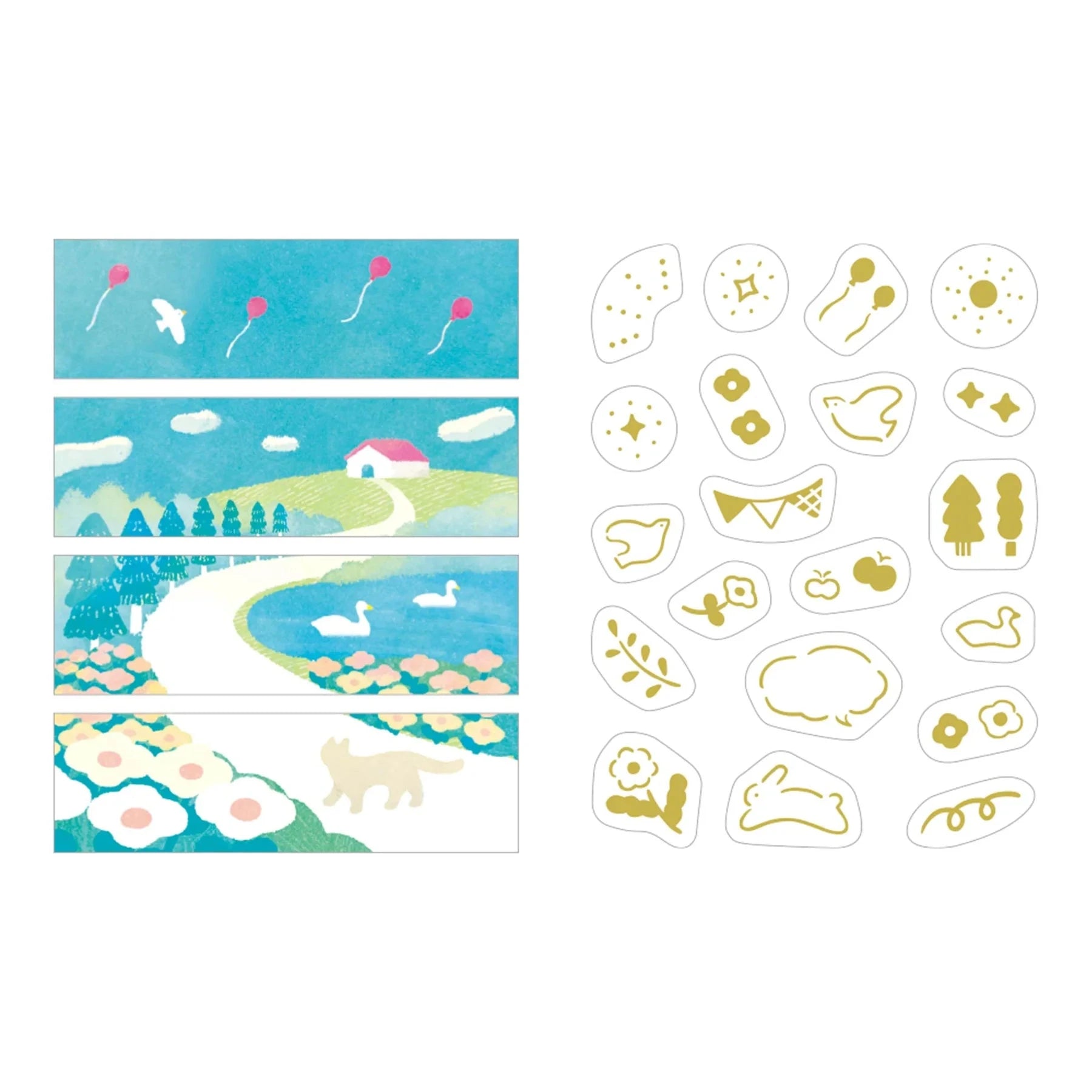 Hitotoki Kitta Washi Tape - Collage Oka (Gold Foil) Washi Tape King Jim 