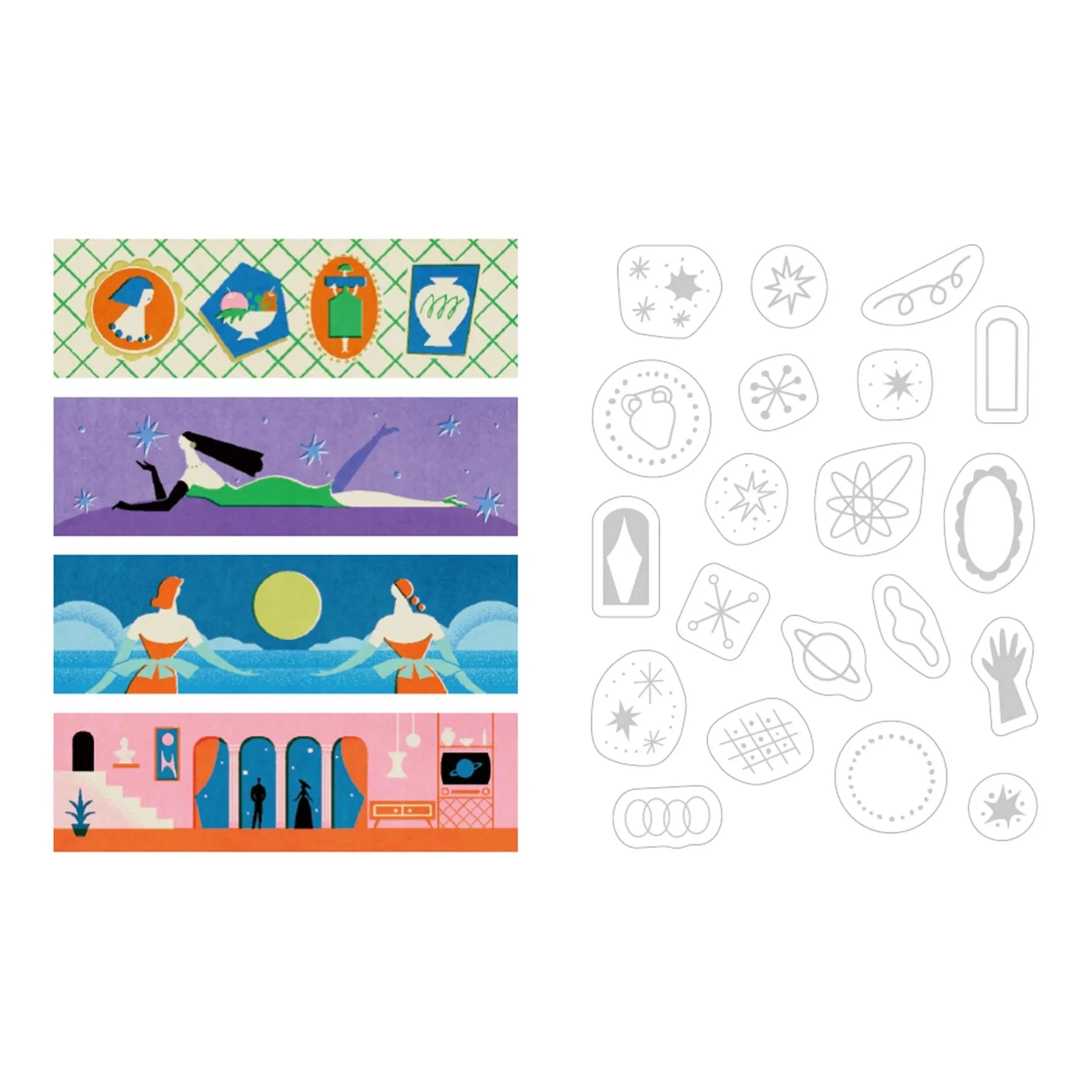 Hitotoki Kitta Washi Tape - Collage Waxy (Silver Foil) Washi Tape King Jim 