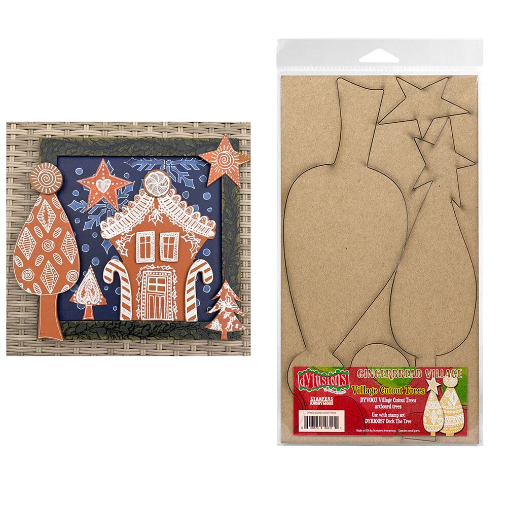 Dylusions Stampers Anonymous Village Cutout Trees Surfaces Dylusions 
