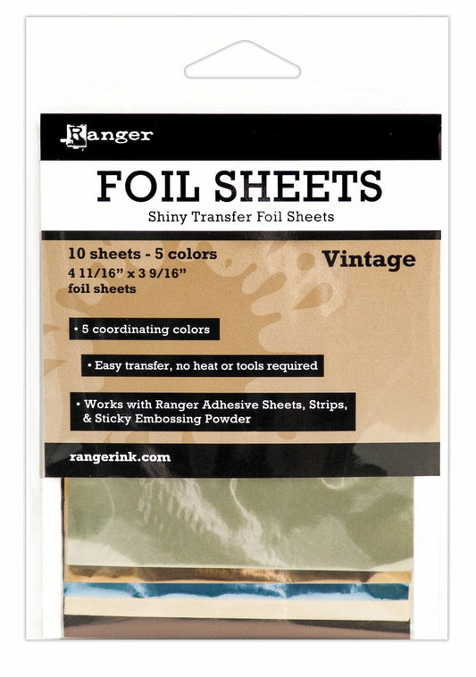 Ranger Shiny Transfer Foil Sheets Vintage, 10pc Surfaces Ranger Ink 