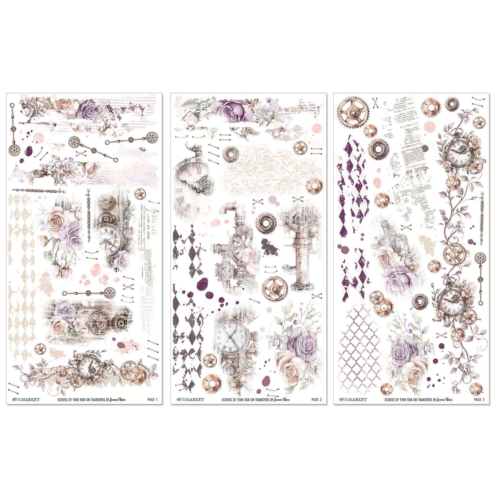 49 and Market Echoes in Time - 6X12 Rub-on Transfer Set Surfaces 49 and Market 