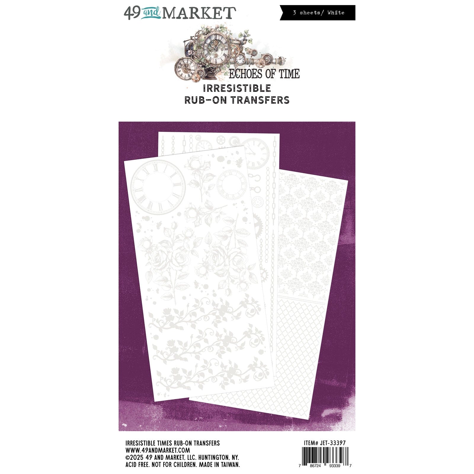 49 and Market Irresistible Times - 6X12 Rub-on Transfer Set Surfaces 49 and Market 