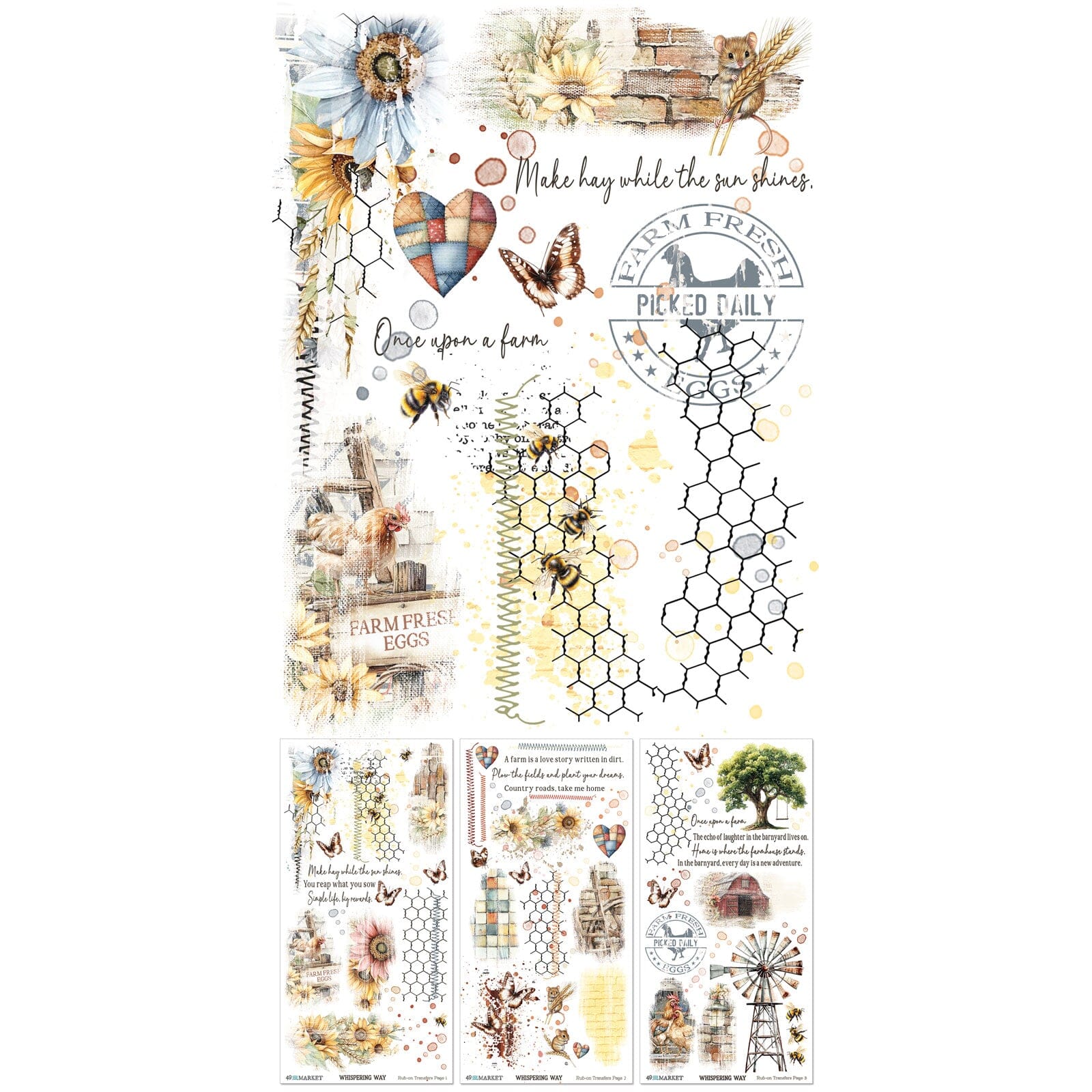 49 and Market Whispering Way - 6X12 Blendable Rub-on Transfer Set Surfaces 49 and Market 