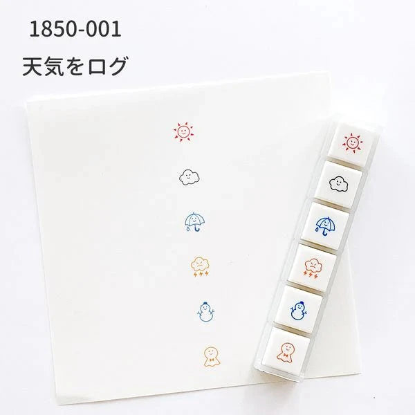 Kodomo no Kao Pochitto6 Push Button Stamp Set - Weather Log Stamps Kodomo 