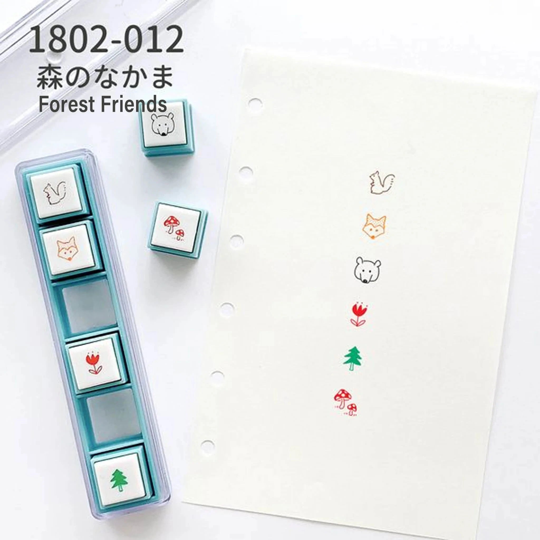 Kodomo no Kao Pochitto Pick! Push Button Stamp Set - Forest Friends Stamps Kodomo 