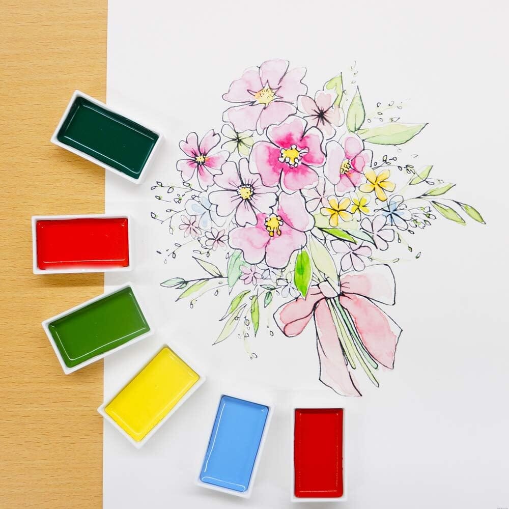 Kuretake Gansai Tambi Watercolor Palette - 24 Color Set Ink Kuretake 