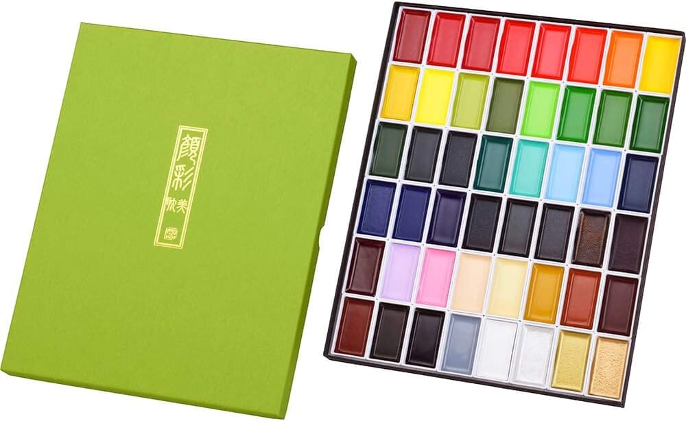 Kuretake Gansai Tambi Watercolor Palette - 48 Color Set Ink Kuretake 