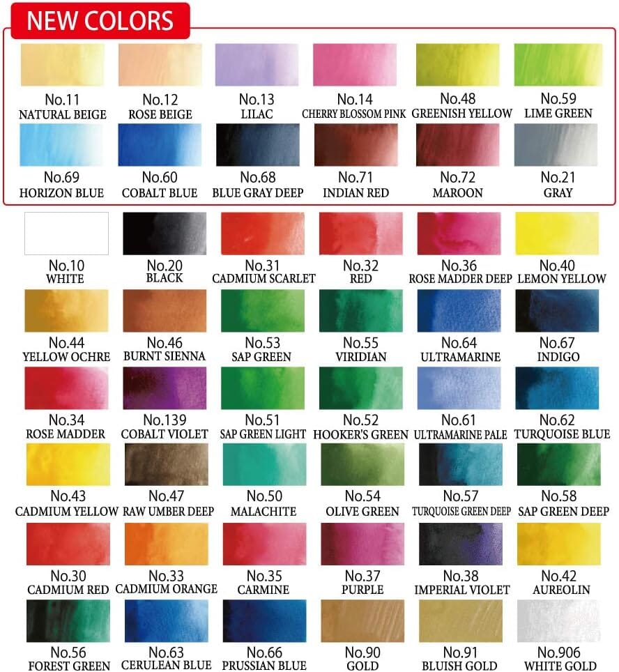 Kuretake Gansai Tambi Watercolor Palette - 48 Color Set Ink Kuretake 