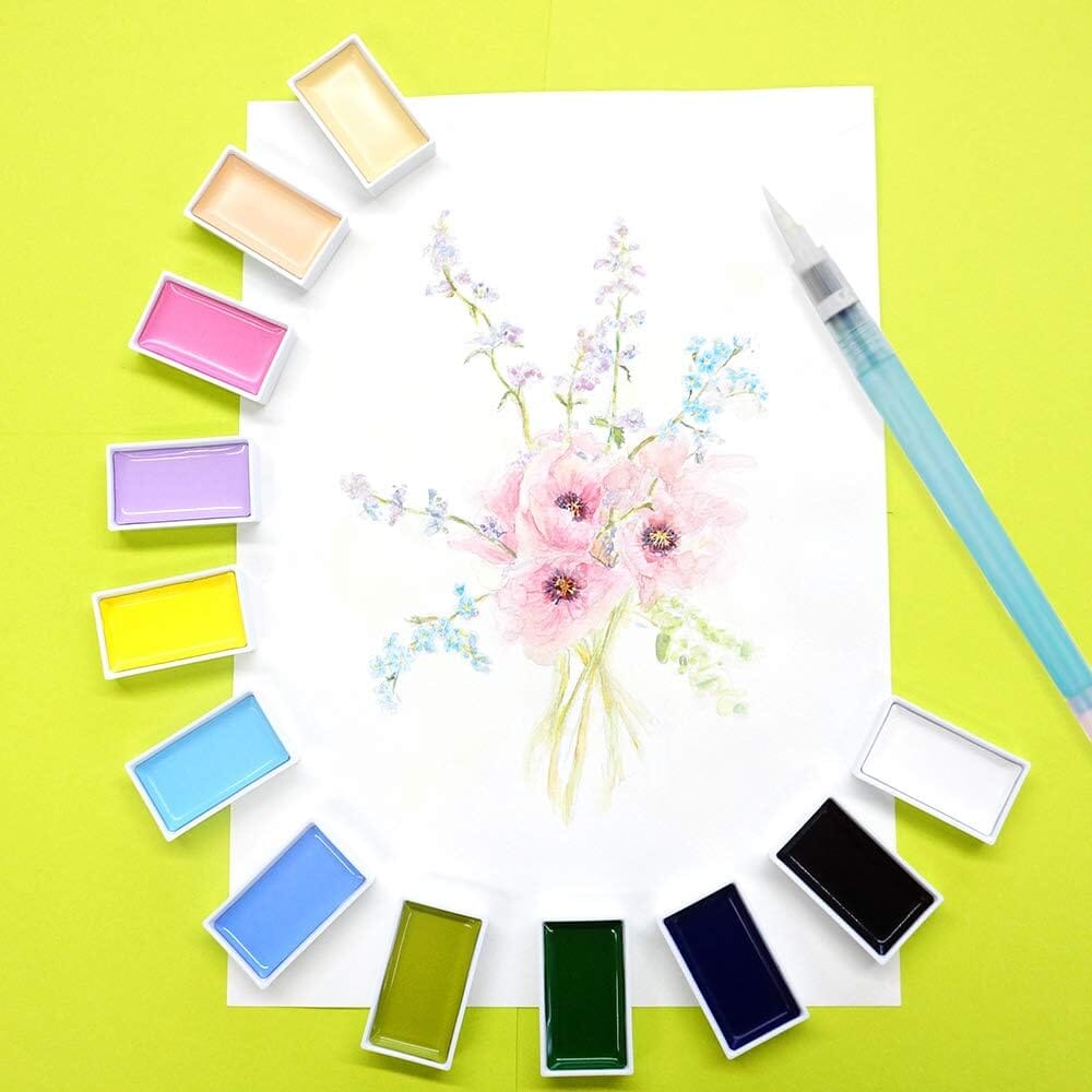 Kuretake Gansai Tambi Watercolor Palette - 48 Color Set Ink Kuretake 