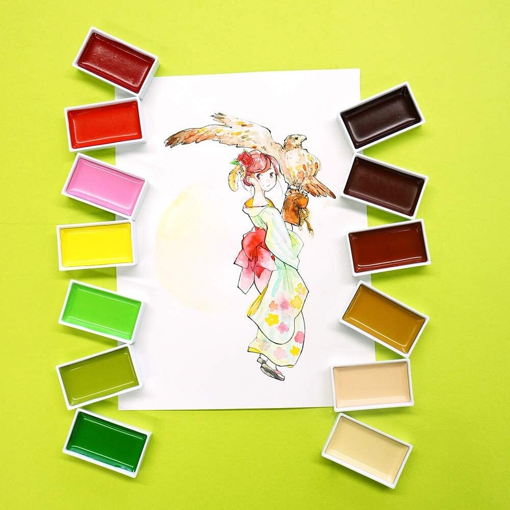 Kuretake Gansai Tambi Watercolor Palette - 48 Color Set Ink Kuretake 