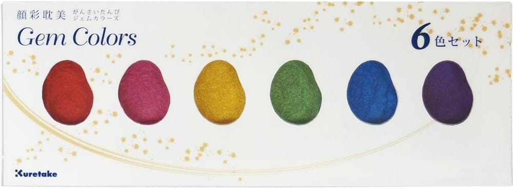 Kuretake Gansai Tambi Watercolor Palette - Gem Colors 6pk Ink Kuretake 