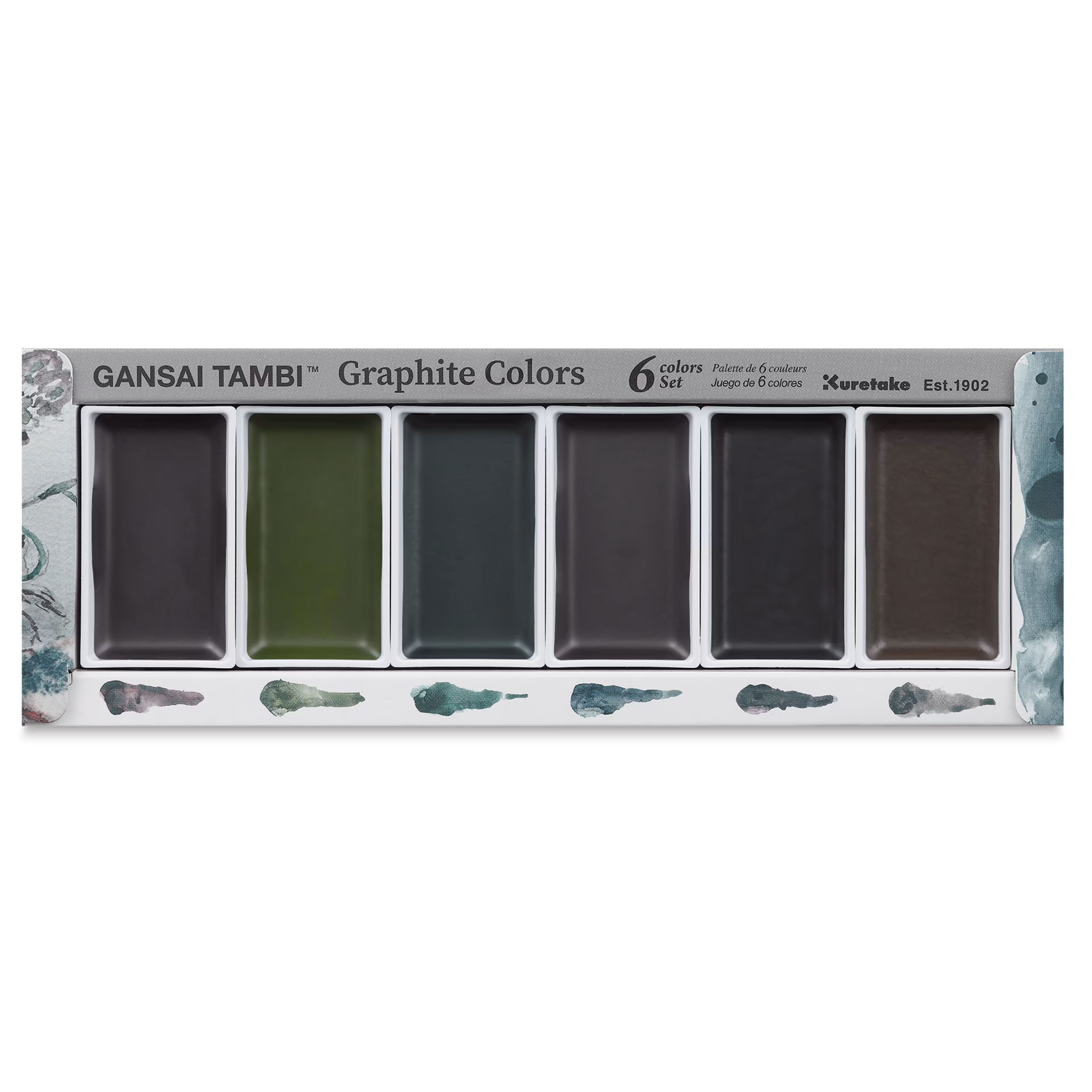 Kuretake Gansai Tambi Watercolor Palette - Graphite Colors 6pk Ink Kuretake 